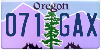 OR license plate 071GAX