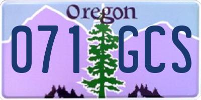 OR license plate 071GCS