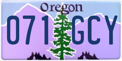 OR license plate 071GCY