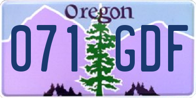 OR license plate 071GDF