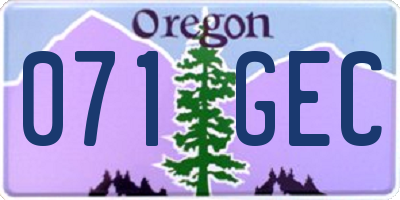 OR license plate 071GEC