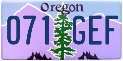 OR license plate 071GEF