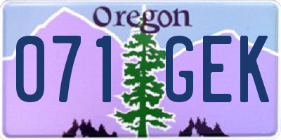 OR license plate 071GEK