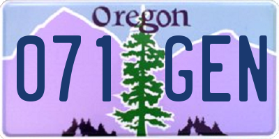 OR license plate 071GEN