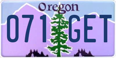 OR license plate 071GET