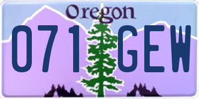 OR license plate 071GEW