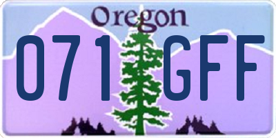 OR license plate 071GFF