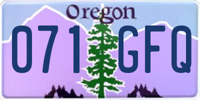 OR license plate 071GFQ