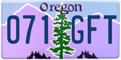 OR license plate 071GFT