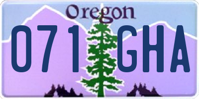 OR license plate 071GHA