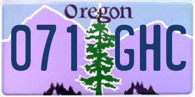 OR license plate 071GHC