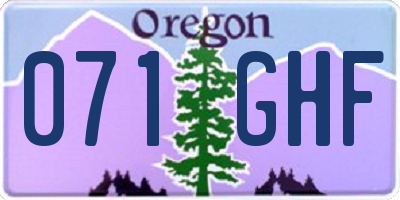 OR license plate 071GHF