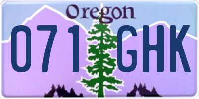 OR license plate 071GHK