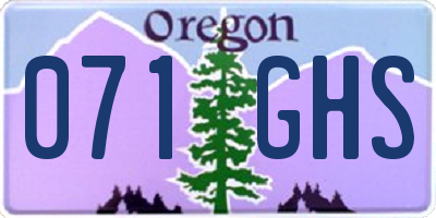 OR license plate 071GHS