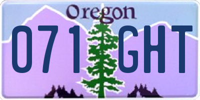 OR license plate 071GHT