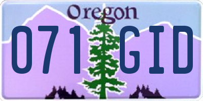 OR license plate 071GID
