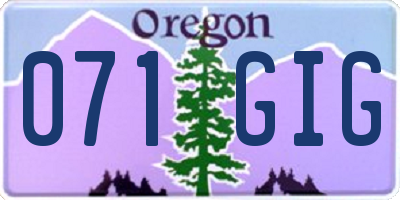 OR license plate 071GIG