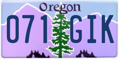 OR license plate 071GIK