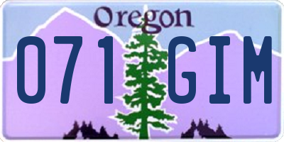 OR license plate 071GIM