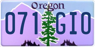 OR license plate 071GIO