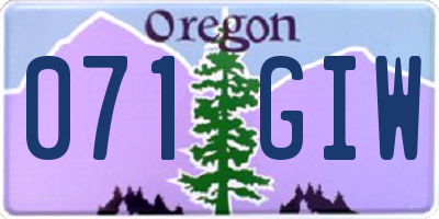 OR license plate 071GIW