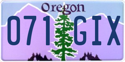 OR license plate 071GIX