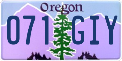 OR license plate 071GIY