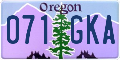 OR license plate 071GKA