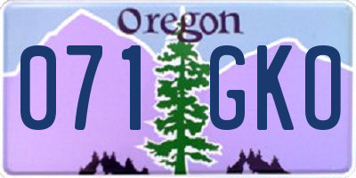 OR license plate 071GKO