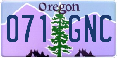 OR license plate 071GNC