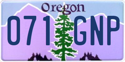 OR license plate 071GNP