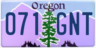 OR license plate 071GNT