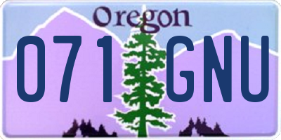 OR license plate 071GNU