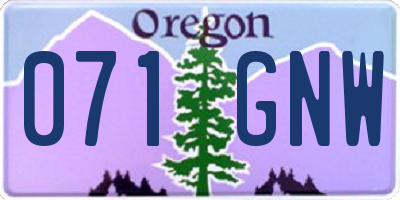 OR license plate 071GNW