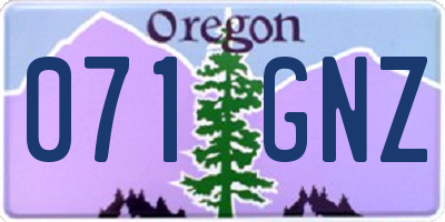 OR license plate 071GNZ