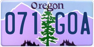 OR license plate 071GOA