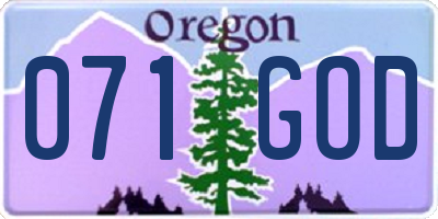 OR license plate 071GOD