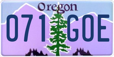 OR license plate 071GOE