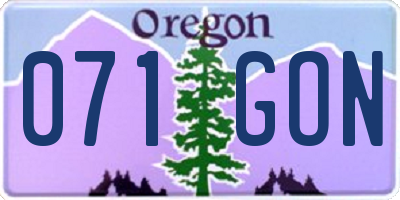 OR license plate 071GON