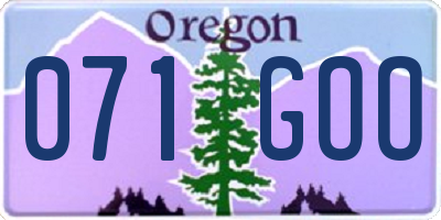 OR license plate 071GOO