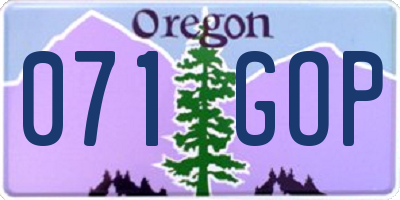 OR license plate 071GOP