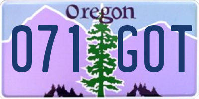 OR license plate 071GOT