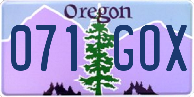 OR license plate 071GOX