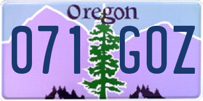 OR license plate 071GOZ