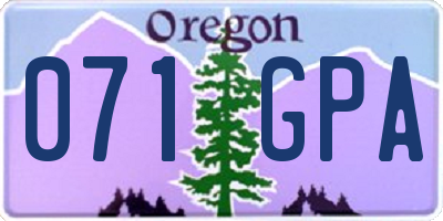 OR license plate 071GPA
