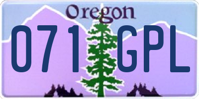 OR license plate 071GPL