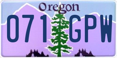 OR license plate 071GPW