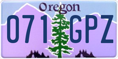 OR license plate 071GPZ