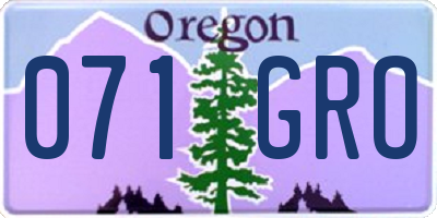 OR license plate 071GRO