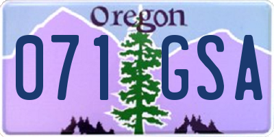 OR license plate 071GSA